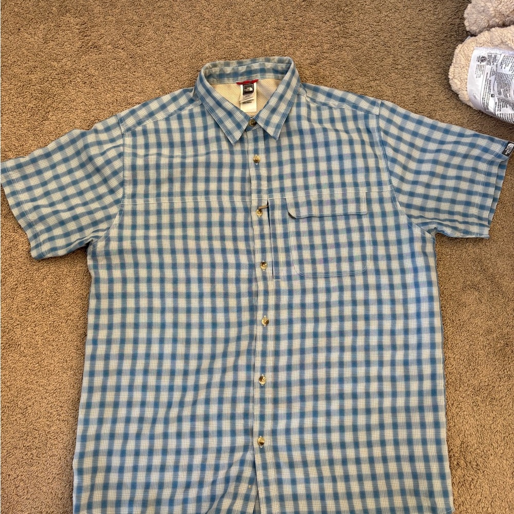 The North Face Blue and White Checkered Men's Shirt
